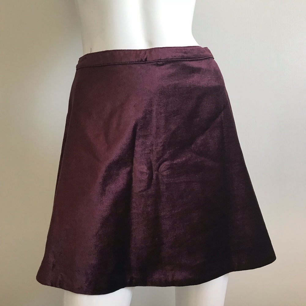 FREE PEOPLE Velvet Dark Burgundy Mini Skirt